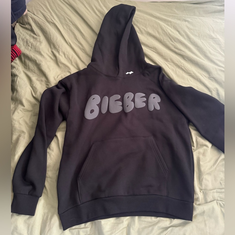 Bieber Black Graphic Hoodie - Men's Pullover Sweatshirt